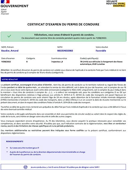 Documents à fournir pour inscription permis